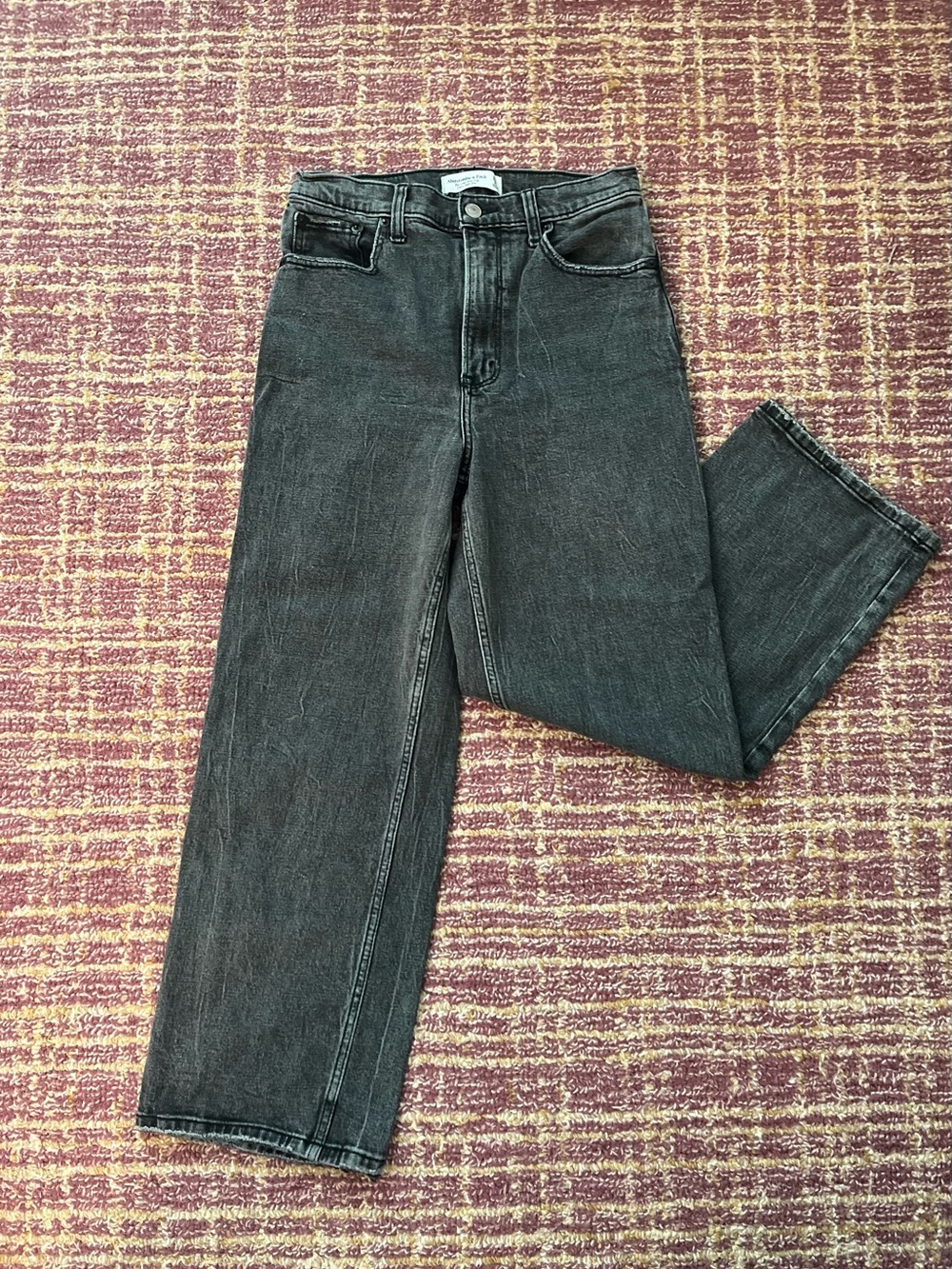 Abercrombie & Fitch Black Crop Wide Leg Ultra High Rise Jeans